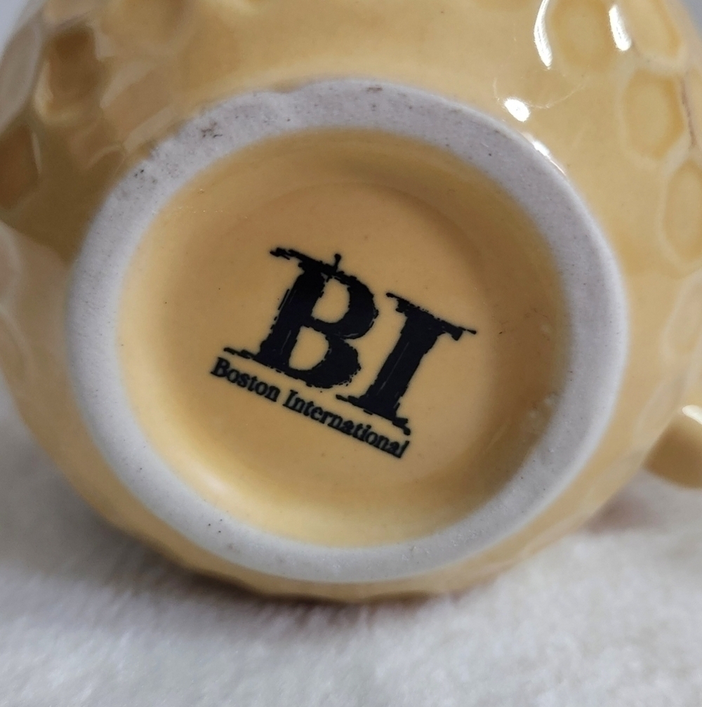 Boston International Bee Honeycomb Yellow Distressed Ceramic Cup Mug 14 Oz - Picture 10 of 10